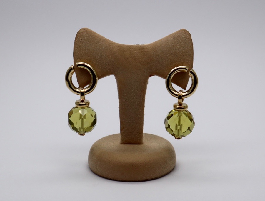 Circular Earrings with Detachable Lemon Quartz Hangers