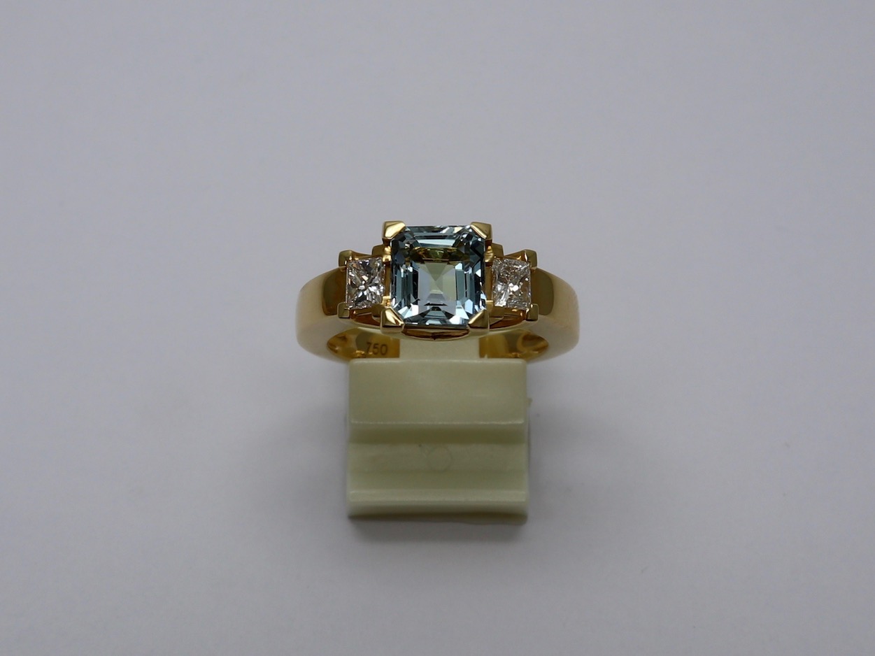 Aquamarine with Diamond ring