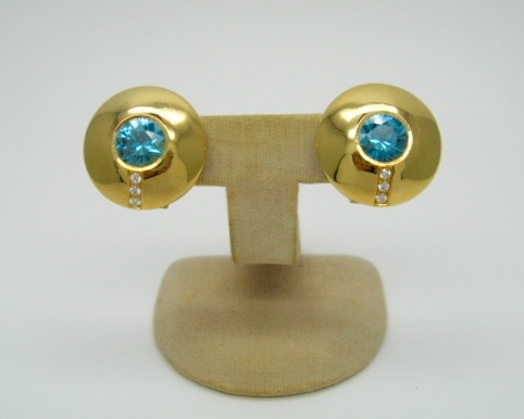 Blue Zircon with Diamonds Earrings