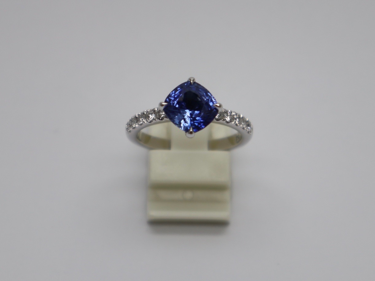 Blue Sapphire with Diamond ring