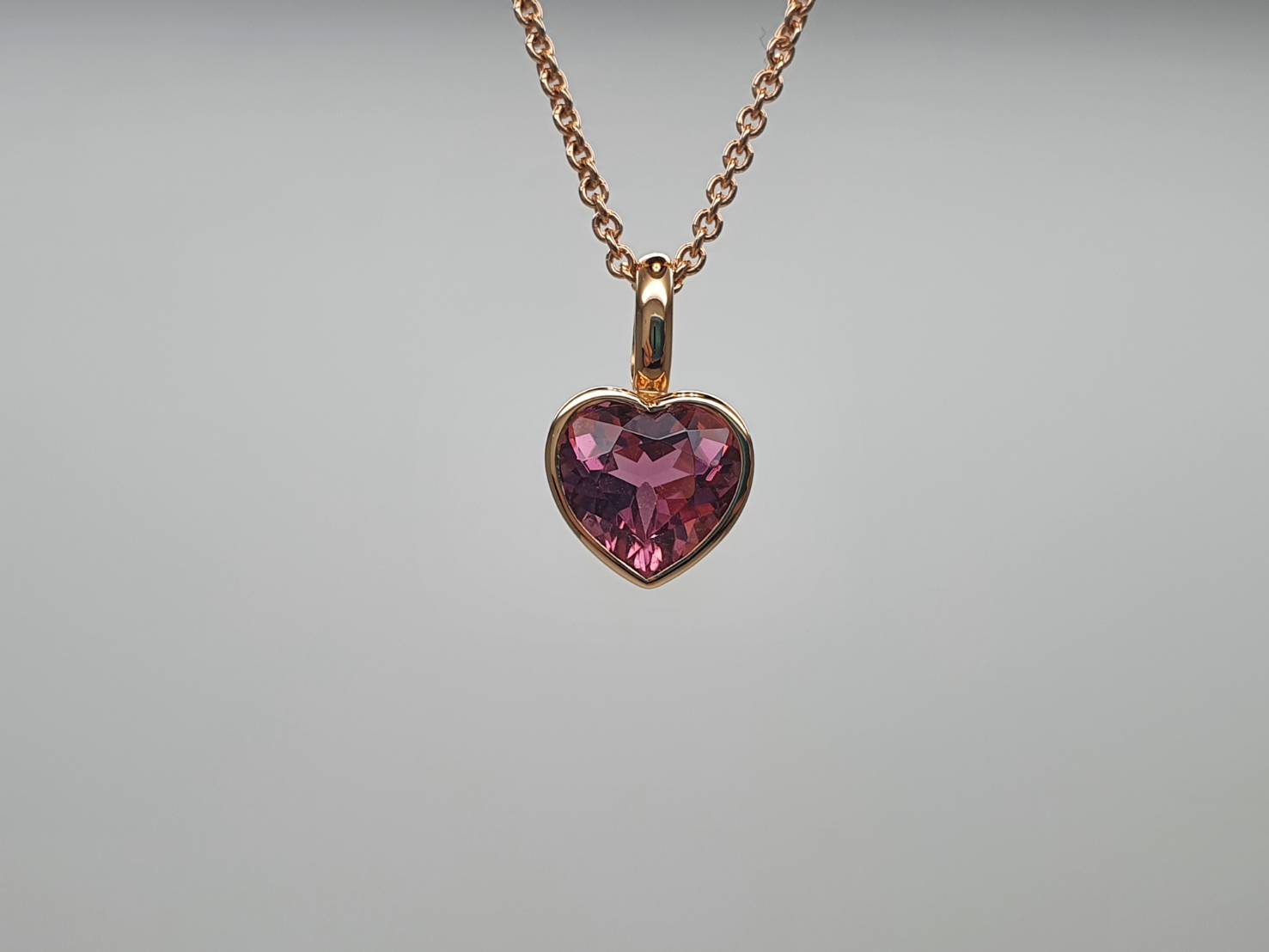 Pink Tourmaline Heart shape pendant 