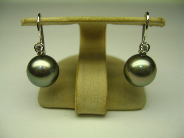 Detachable Tahitian Pearl Ear-hangers with Diamond Ear-wires