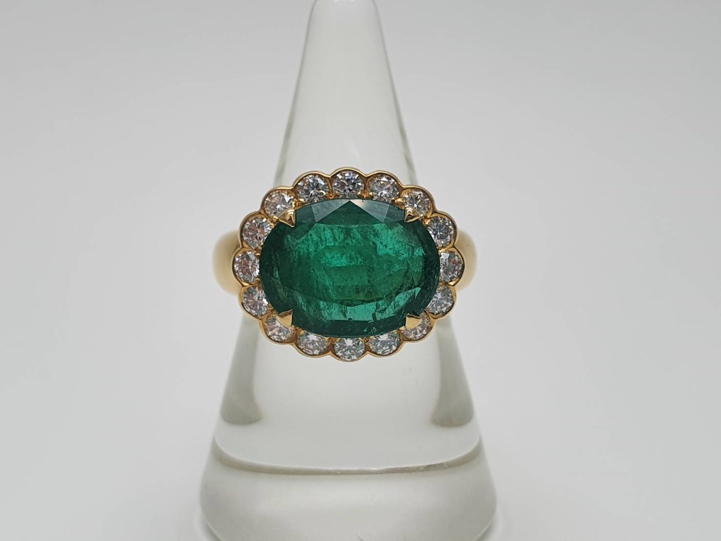 Emerald with Diamond Ring