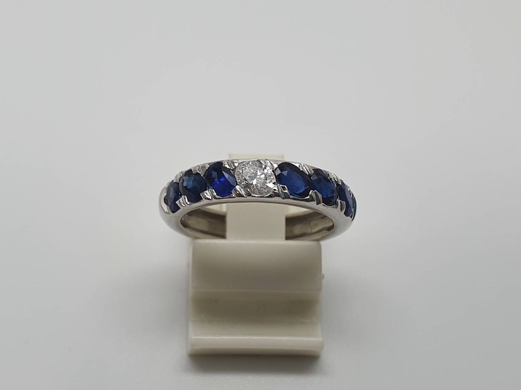 Diamond with Blue Sapphire Ring