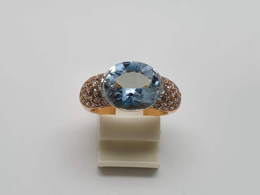 Aquamarine with Diamond Ring